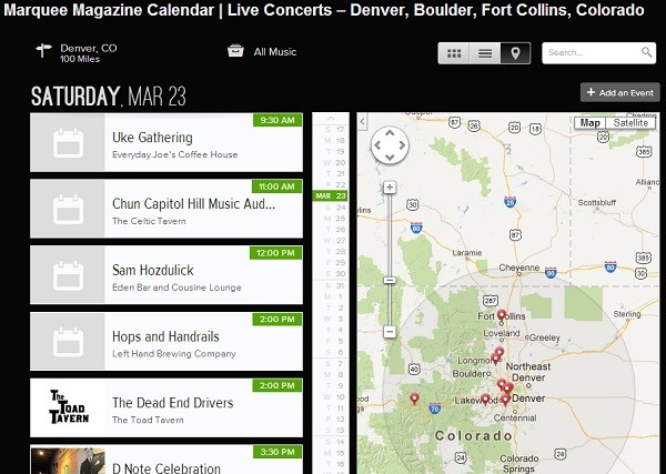 Marquee events calendar map view